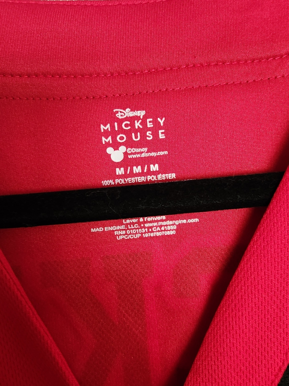Disney Red Baseball-Style Womans Shirt with Black Trim and Mickey Patch - Picture 2 of 3